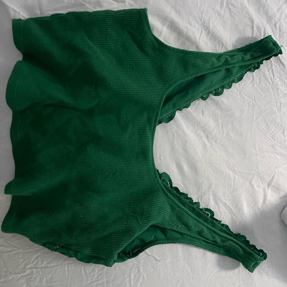 Green Ribbed Tank Top